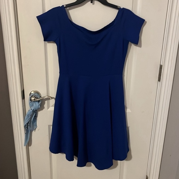 Royal Blue Asymmetrical High-Low Dress - Picture 5 of 6
